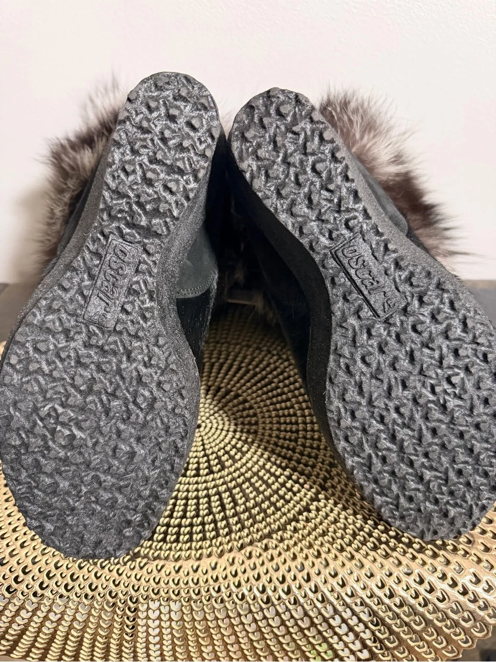 Pajar Wool Lined Fox Fur and Calf Skin Waterproof Wedge Boots Size 37